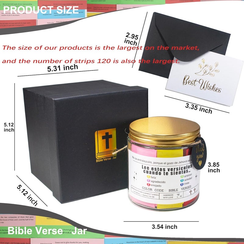 CODINOO Large Size Spanish Bible Verse Jar en español,Inspirational Verses Card 120pcs,Christian Gifts For Women Men,Bible Verses Flask in Spanish,Biblical Religious Gifts,Regalos Cristianos para Mujer - Image 2